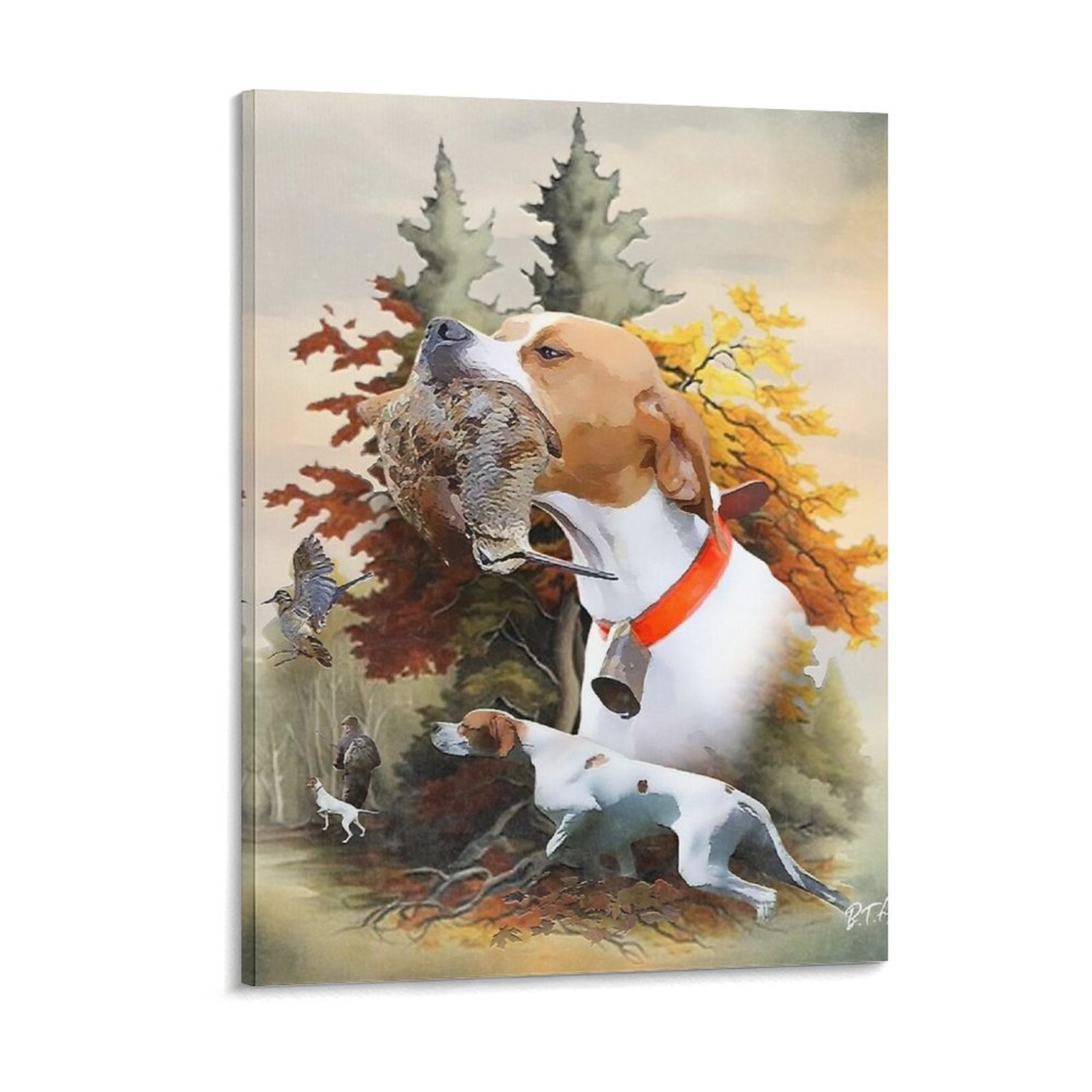 Art Print Framed - Engelse aanwijzer houthahn jacht kunst canvas